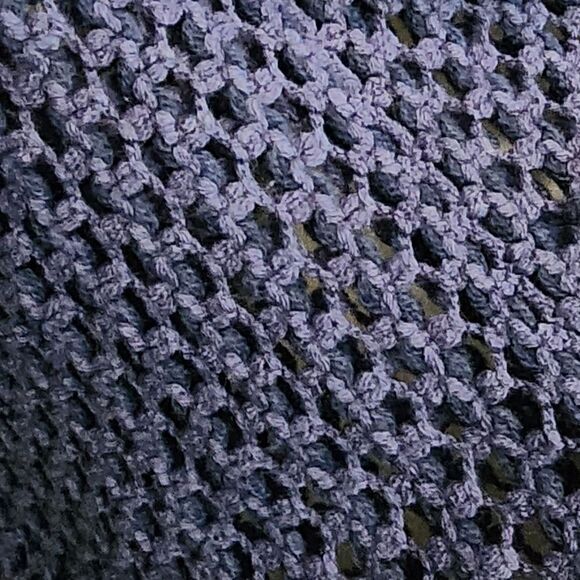 Navy Blue Crochet Fringed Scarf - Picture 4 of 5